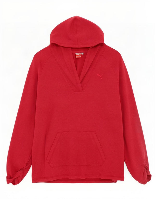 Puma feminino moletom com capuz UK 16 grande algodão vermelho