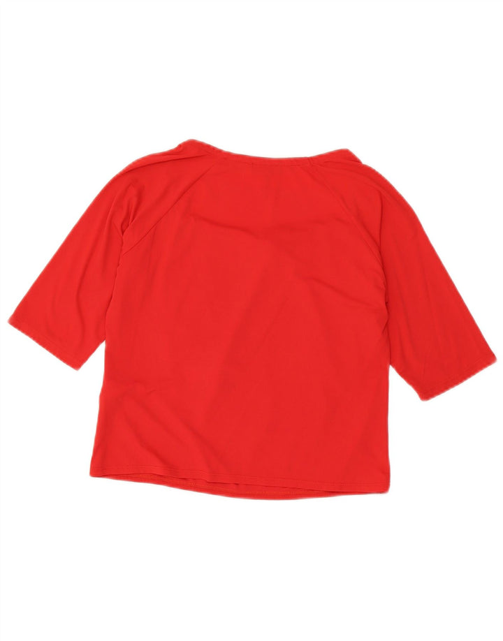 Armani Jeans Blusa Feminina Crop Manga 3/4 Top Reino Unido 14 Médio Vermelho Poliamida
