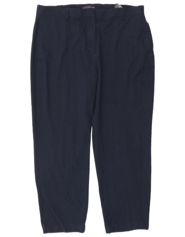 Calça feminina Marks & Spencer cônica cortada UK 18 XL W36 L26 azul marinho