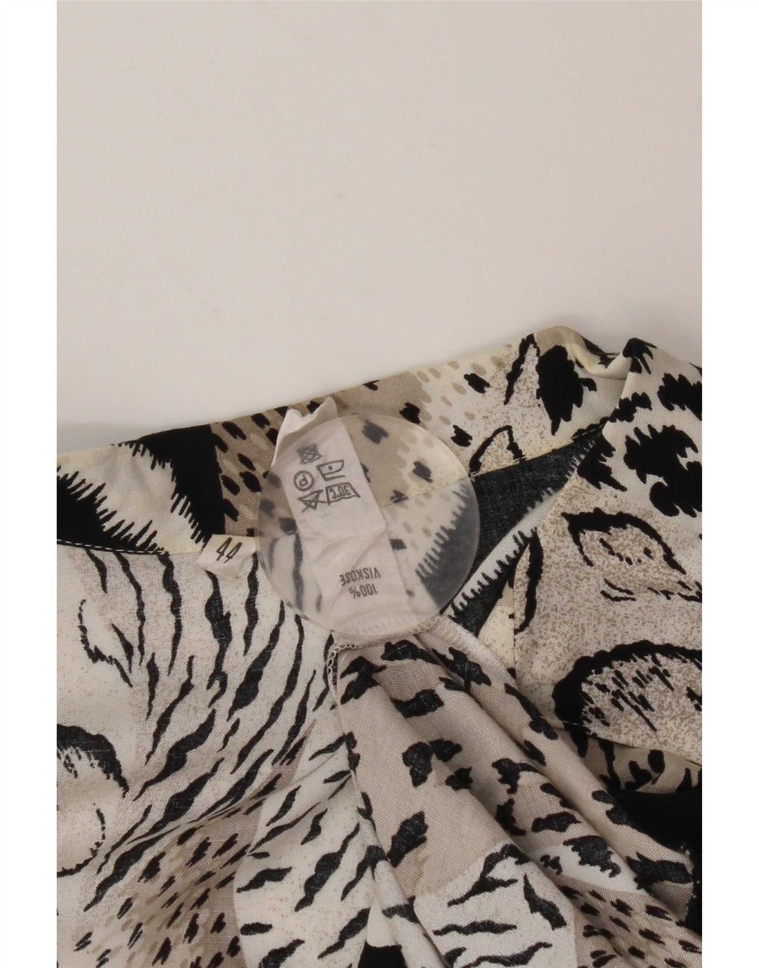 Blusa feminina vintage manga comprida top IT 44 médio preto estampa animal