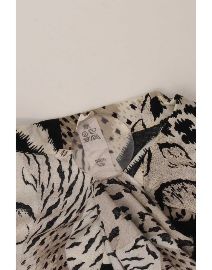 Blusa feminina vintage manga comprida top IT 44 médio preto estampa animal