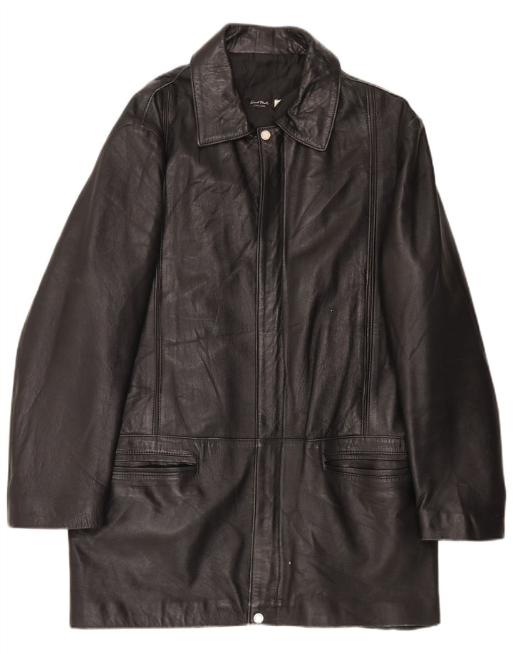 Jaqueta de couro vintage masculina regular fit UK 40 grande preta
