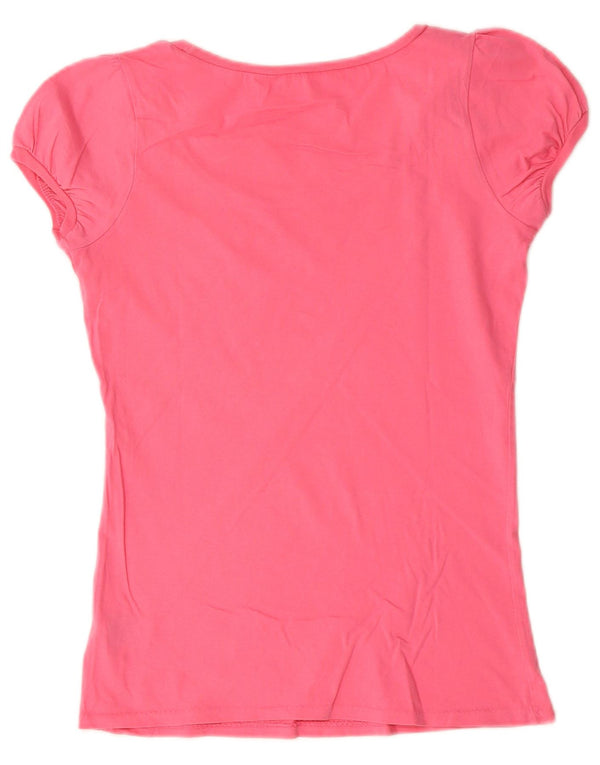 Camiseta feminina Ralph Lauren com estampa gráfica UK 10 algodão rosa pequeno