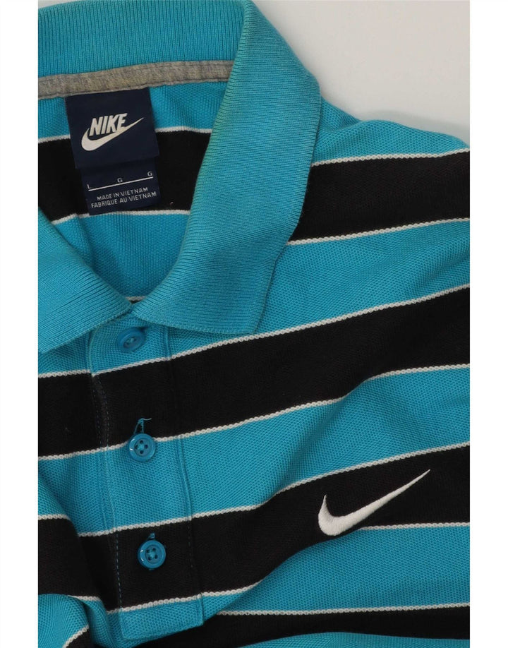 Camisa polo masculina Nike grande listrada azul
