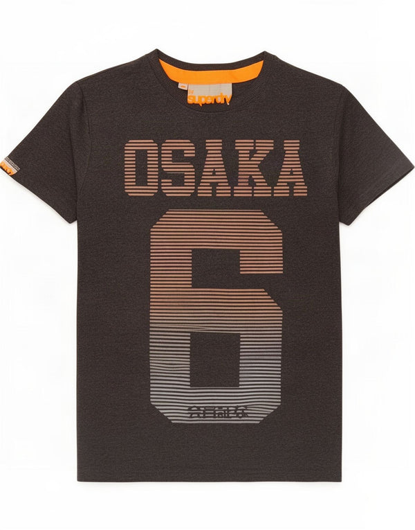 Camiseta masculina Superdry Osaka Graphic Top pequeno algodão cinza