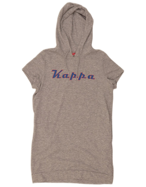 Vestido feminino Kappa com capuz estampado de manga curta Reino Unido 14 algodão cinza médio