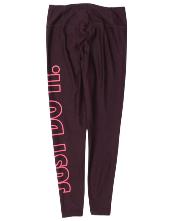 Leggings Nike Dri Fit Graphic Femininas UK 10 Pequenas Poliéster Borgonha