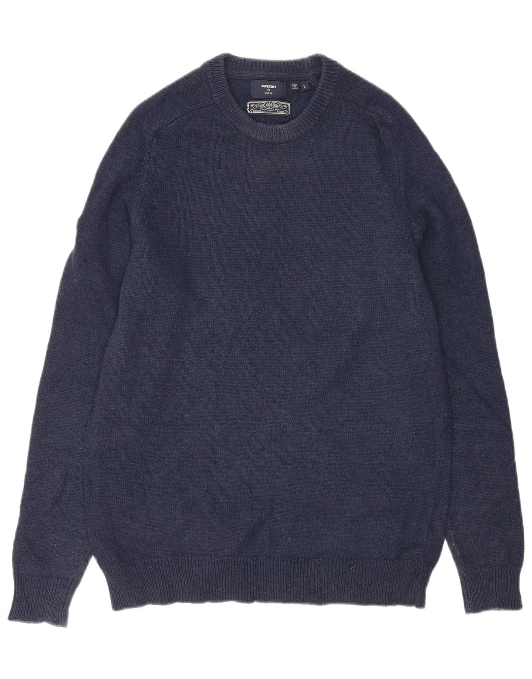 Suéter masculino Superdry com gola redonda e lã de cordeiro grande azul marinho