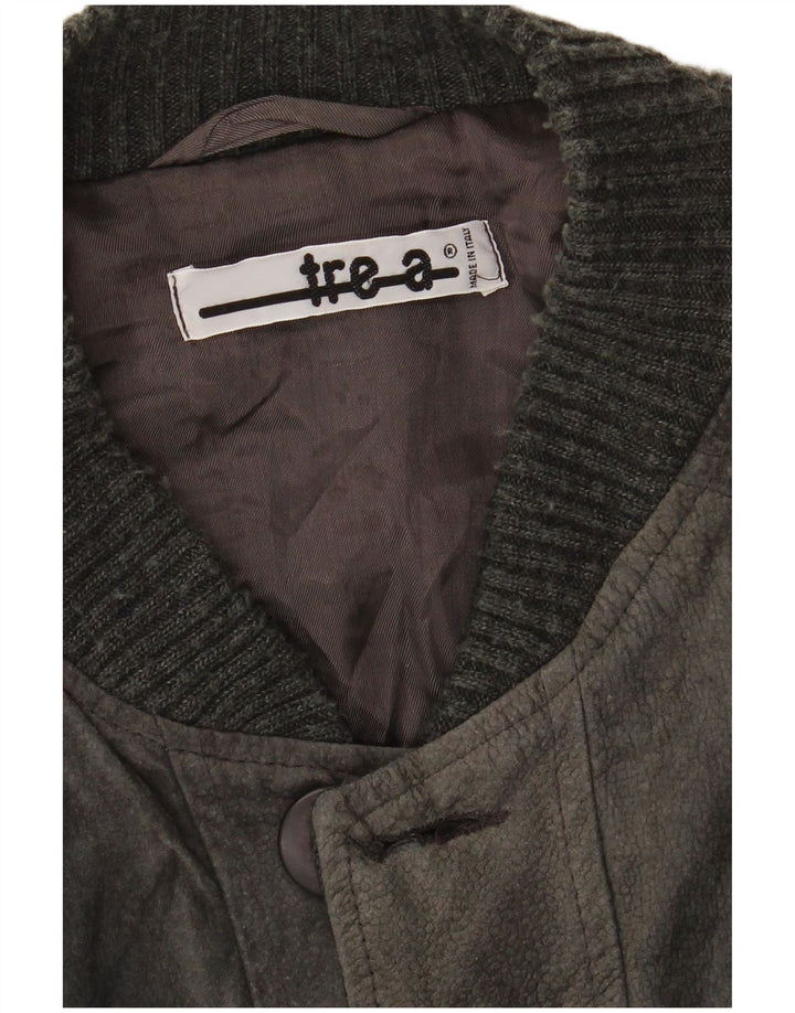 Jaqueta bomber masculina vintage grande cinza geométrica