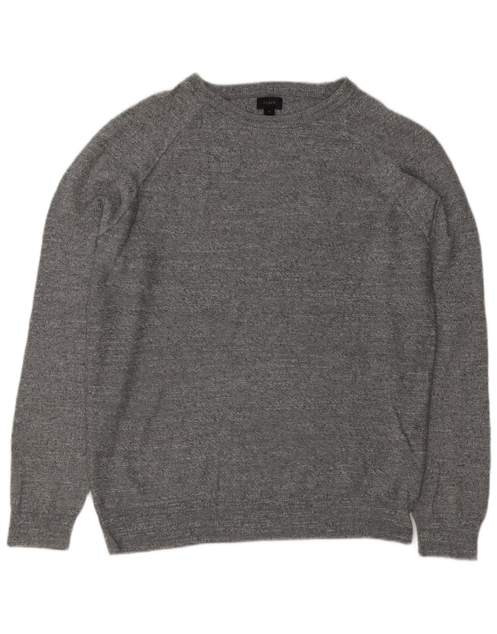 Suéter masculino J. Crew com gola redonda e algodão manchado cinza médio
