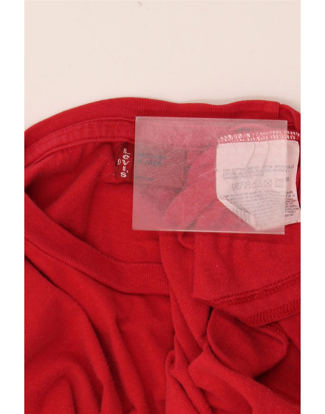 Top gráfico feminino LEVI'S manga comprida UK 18 XL algodão vermelho