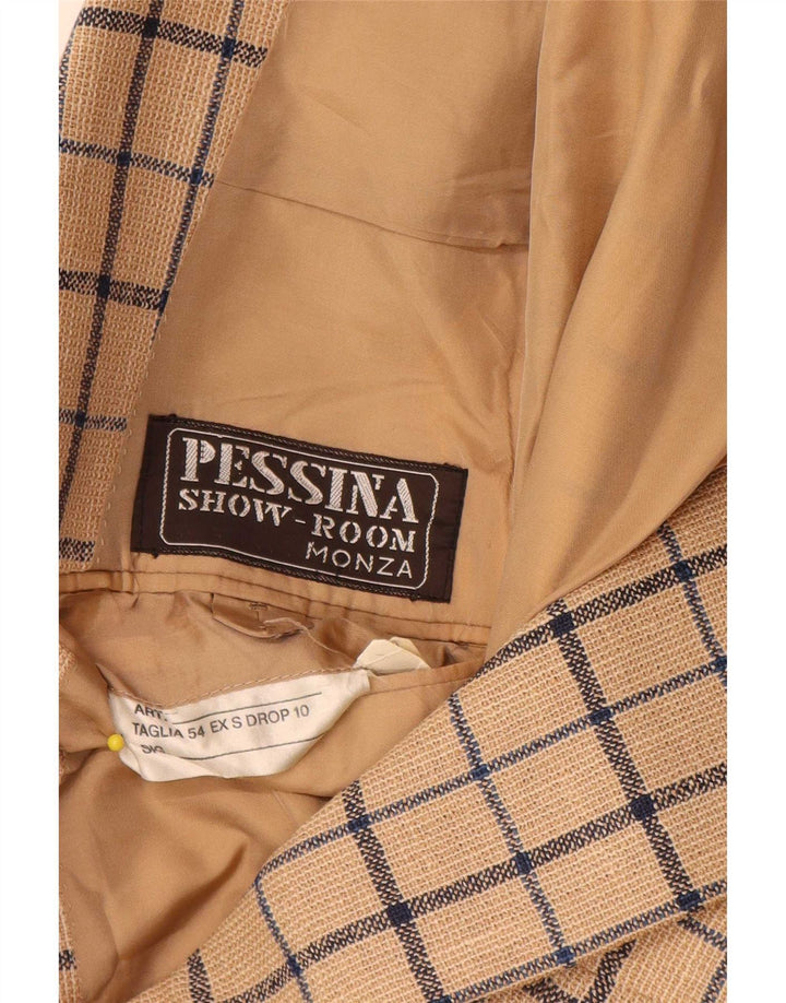 Jaqueta Blazer Masculina Cerruti 1881 com 2 Botões IT 54 2XL Bege Check Clássico