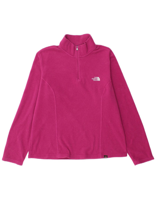 Suéter de lã feminino The North Face com zíper e gola UK 16 grande poliéster rosa
