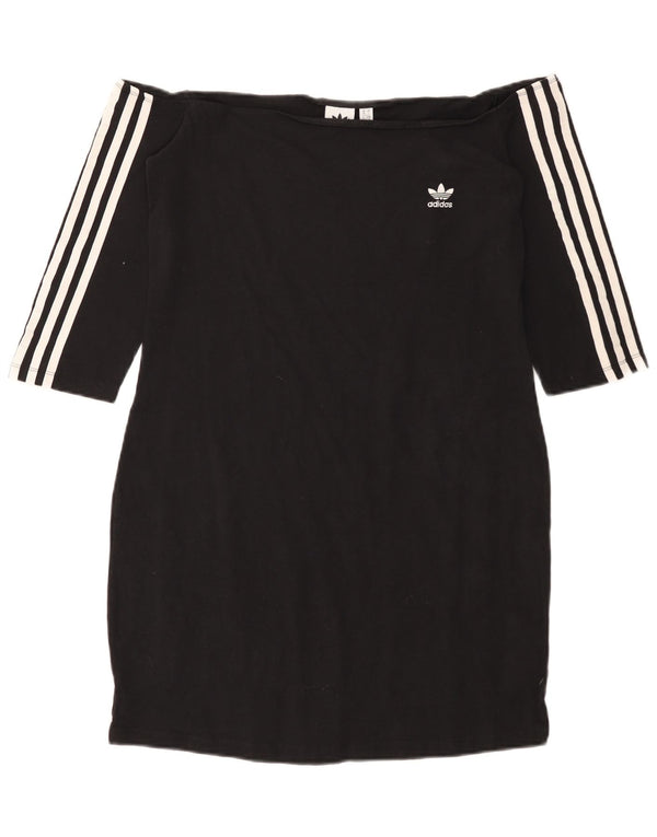 Vestido feminino ADIDAS com ombros de fora UK 18 XL preto algodão