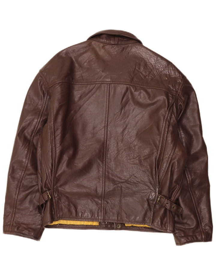 Jaqueta de couro masculina vintage IT 50 grande couro marrom