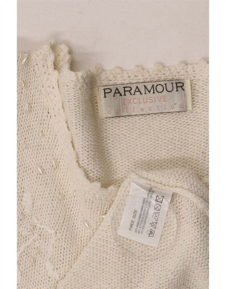 Suéter cardigã feminino Paramour, tamanho único, branco, floral, rami