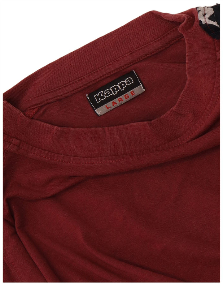 Camiseta gráfica masculina Kappa Top grande bloco colorido marrom