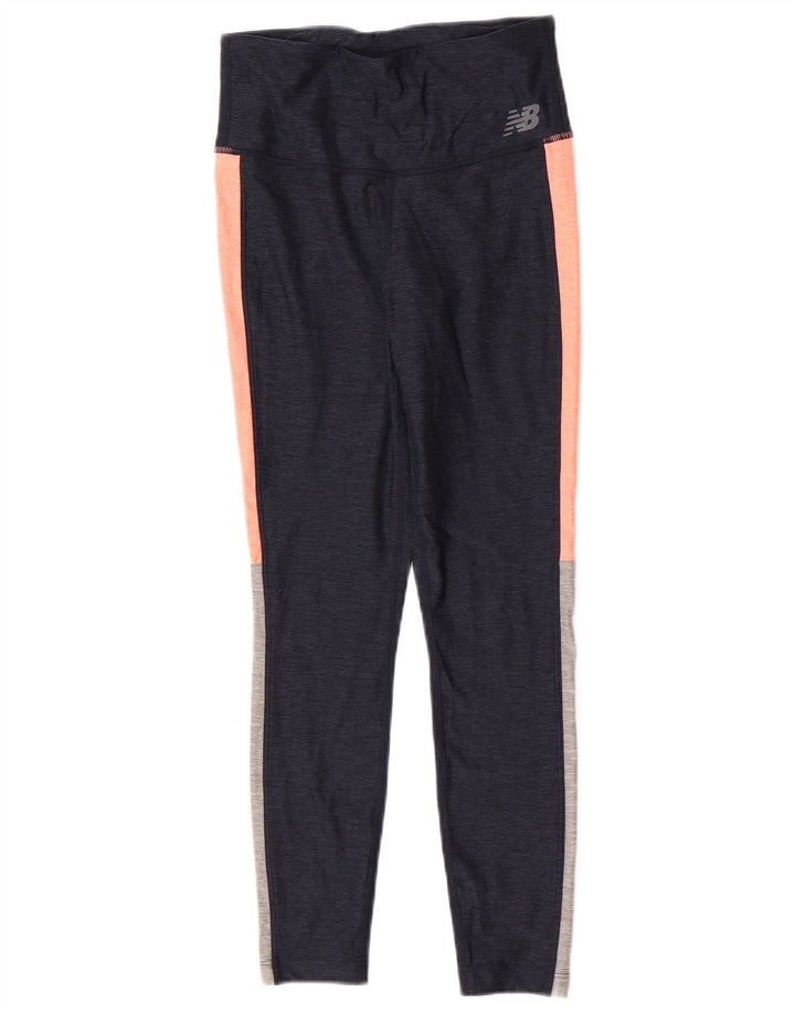 Leggings femininos New Balance UK 8 poliéster colorblock azul marinho pequeno