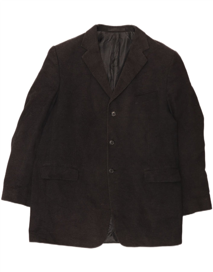 Jaqueta blazer masculina de 3 botões Marks & Spencer Reino Unido 46 XL algodão preto