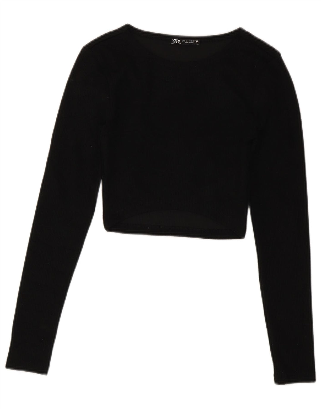 Zara Womens Crop Top Manga Longa Reino Unido 8 Pequeno Preto