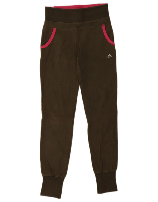 Calças de treino femininas Adidas Joggers UK 10 pequeno algodão cáqui