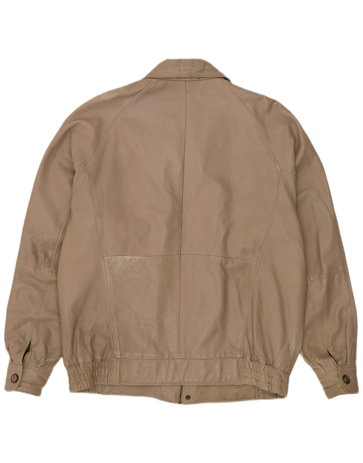 Jaqueta de couro masculina vintage UK 42 XL bege