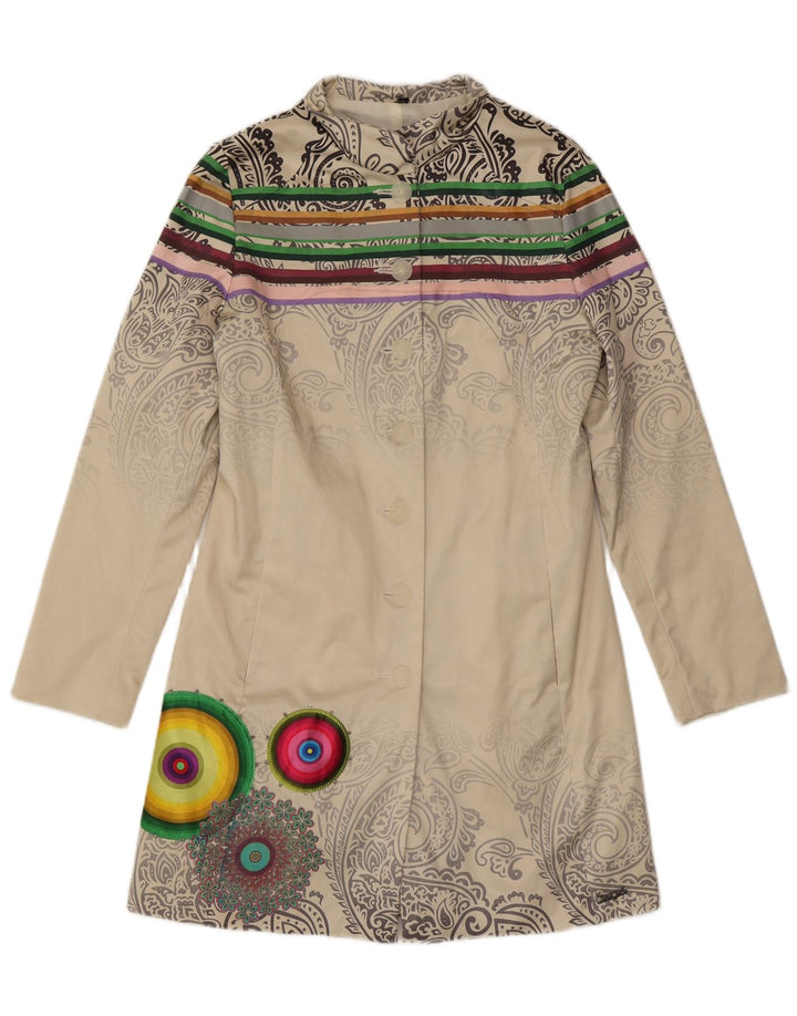 Sobretudo feminino Desigual EU 40 médio algodão paisley branco
