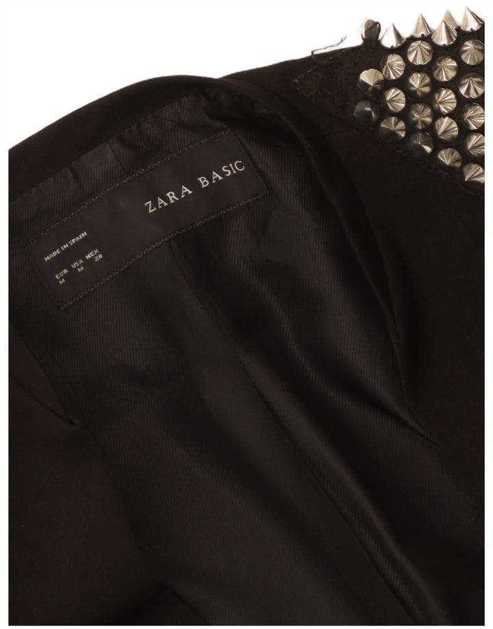 Jaqueta Zara Womens Open Blazer Reino Unido 12 Médio Preto
