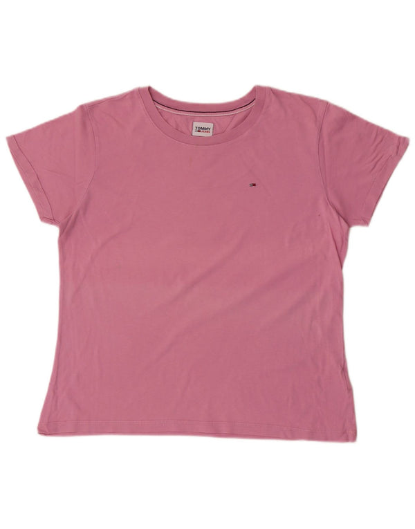 Camiseta feminina Tommy Hilfiger UK 14 grande algodão rosa