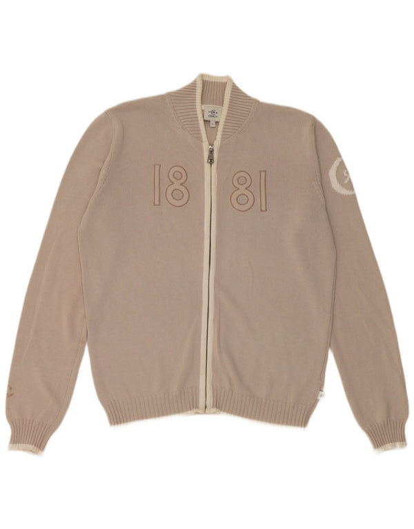 Suéter cardigã gráfico masculino Cerruti 1881 grande algodão colorblock cinza