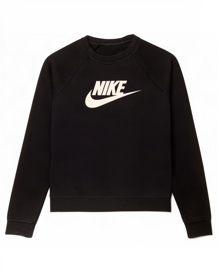 Nike feminino gráfico oversized moletom jumper reino unido 10 pequeno algodão preto