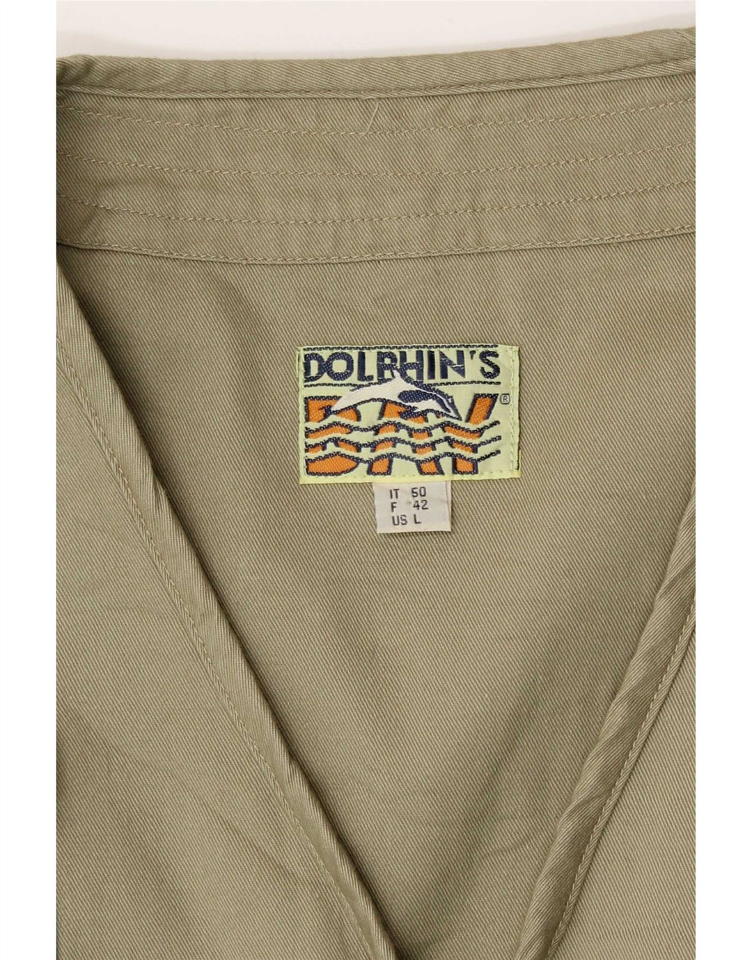 Colete utilitário masculino vintage IT 50 grande algodão cáqui