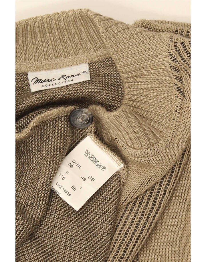 Suéter cardigã masculino Marc Rene de ajuste solto IT 48 médio bege geométrico