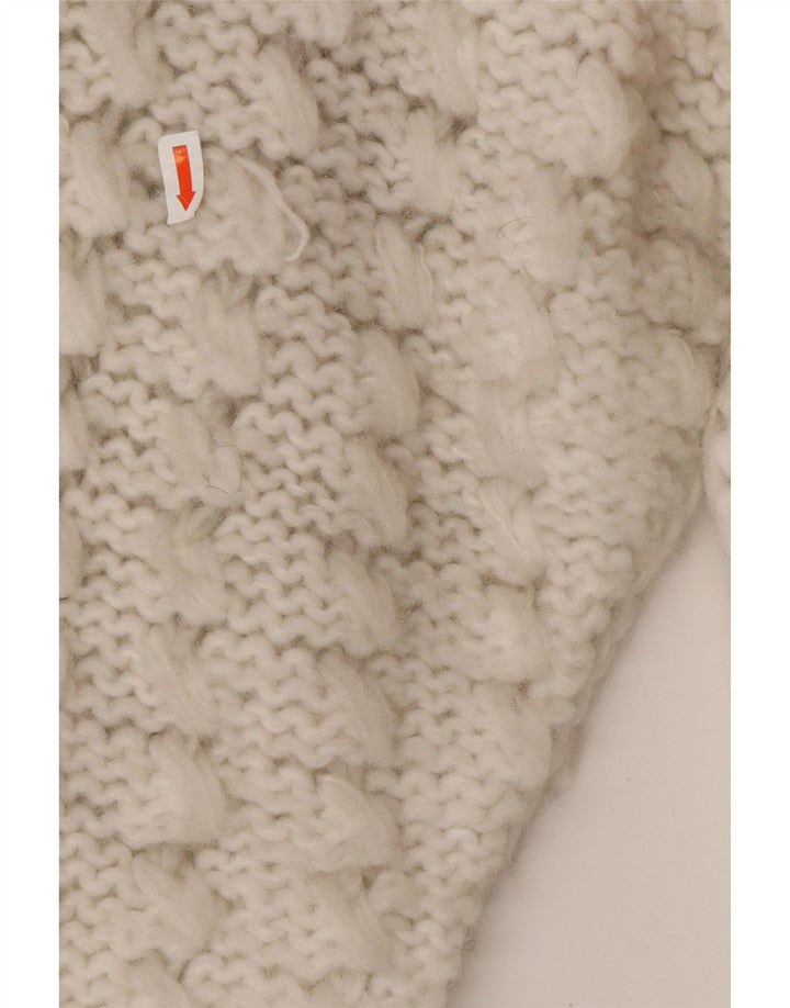 Suéter cardigã feminino VINTAGE UK 14 médio branco