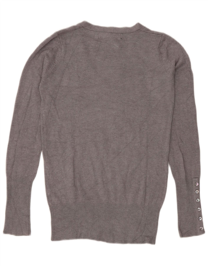 Suéter feminino Zara com decote em V Reino Unido 10 pequeno cinza