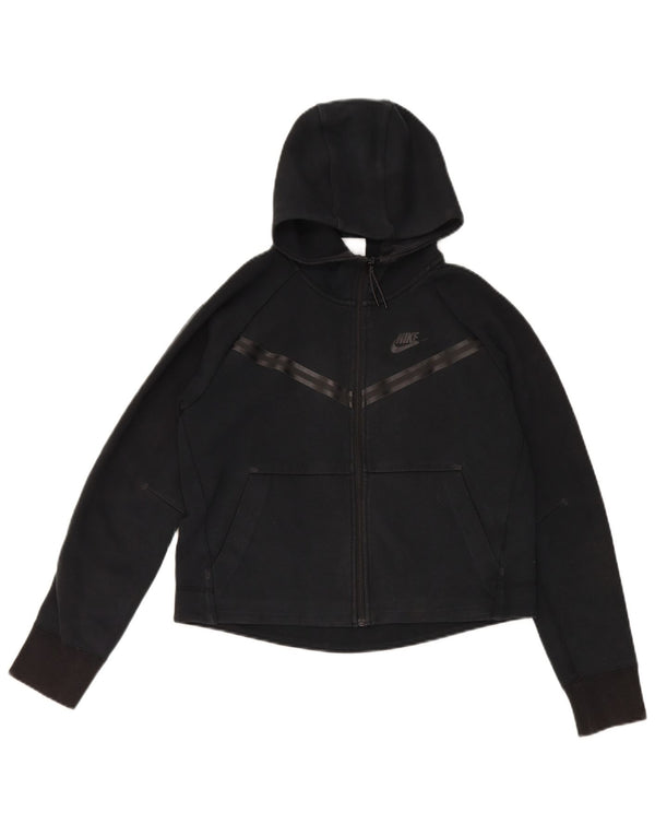 Suéter Nike feminino com capuz e zíper oversized UK 6 XS algodão preto
