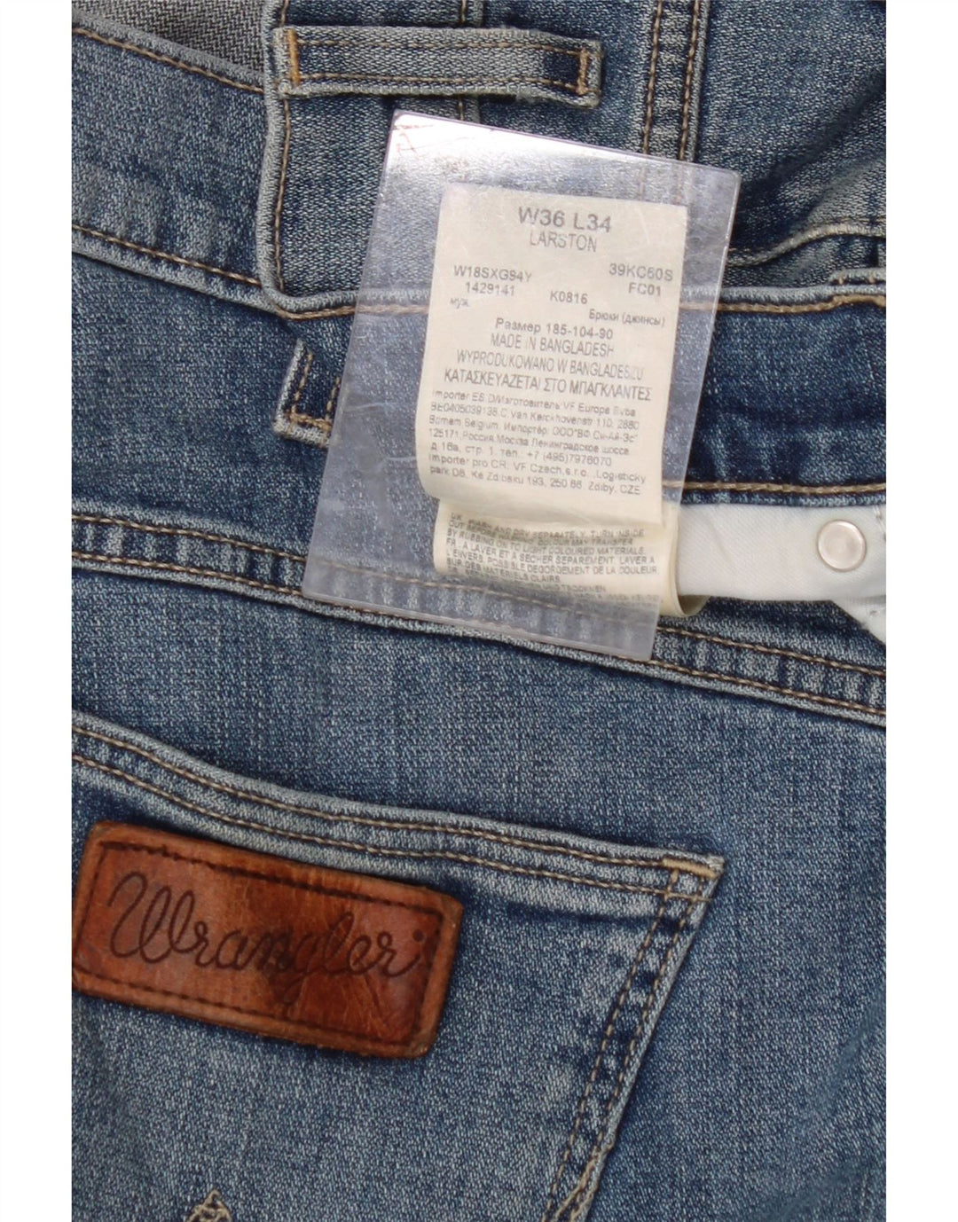 WRANGLER Masculino Larston Slim Jeans W36 L30 Azul Algodão