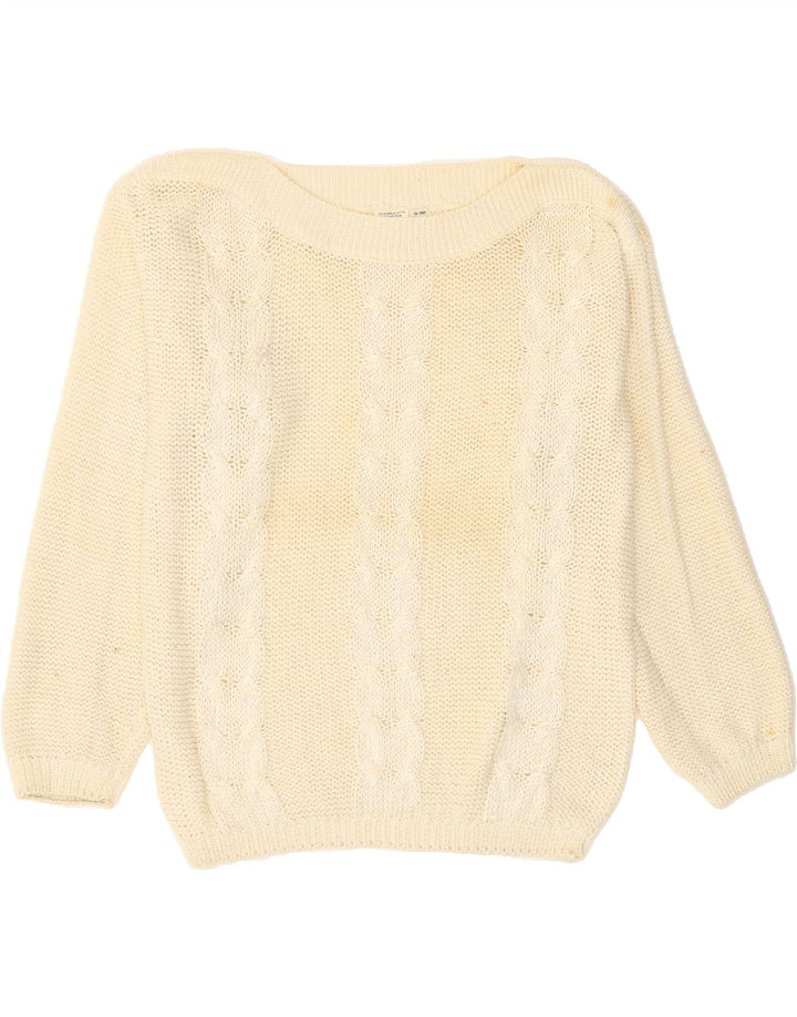VINTAGE Womens Boat Neck Jumper Sweater EU 42/44 Large Off White Cotton Vintage Vintage and Second-Hand Vintage from Messina Hembry 