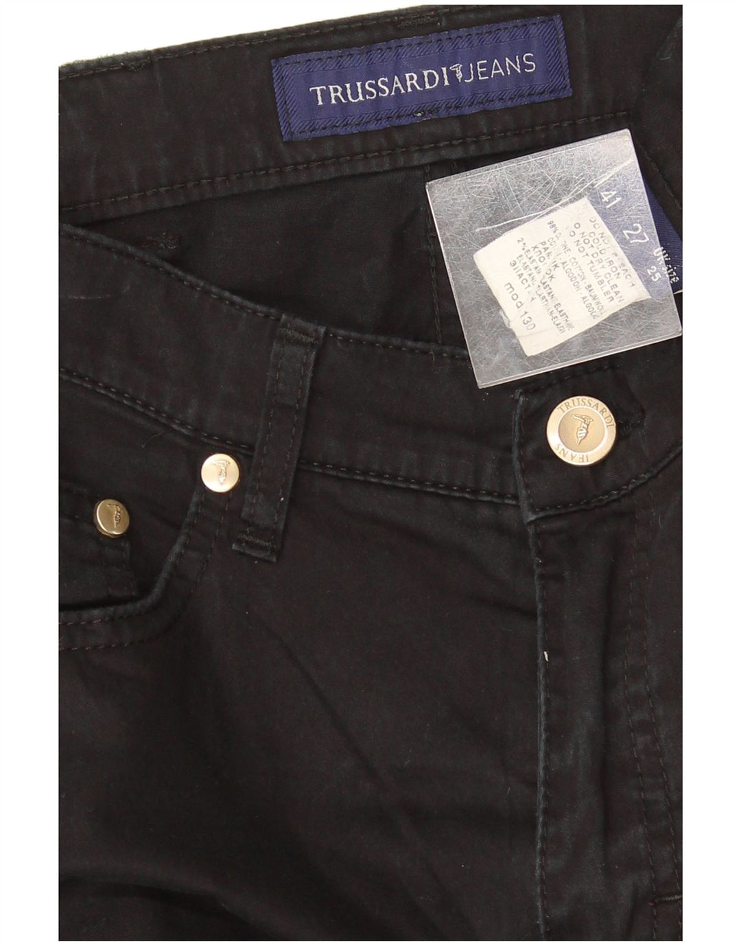 Trussardi Calça jeans reta masculina W25 L32 algodão preto