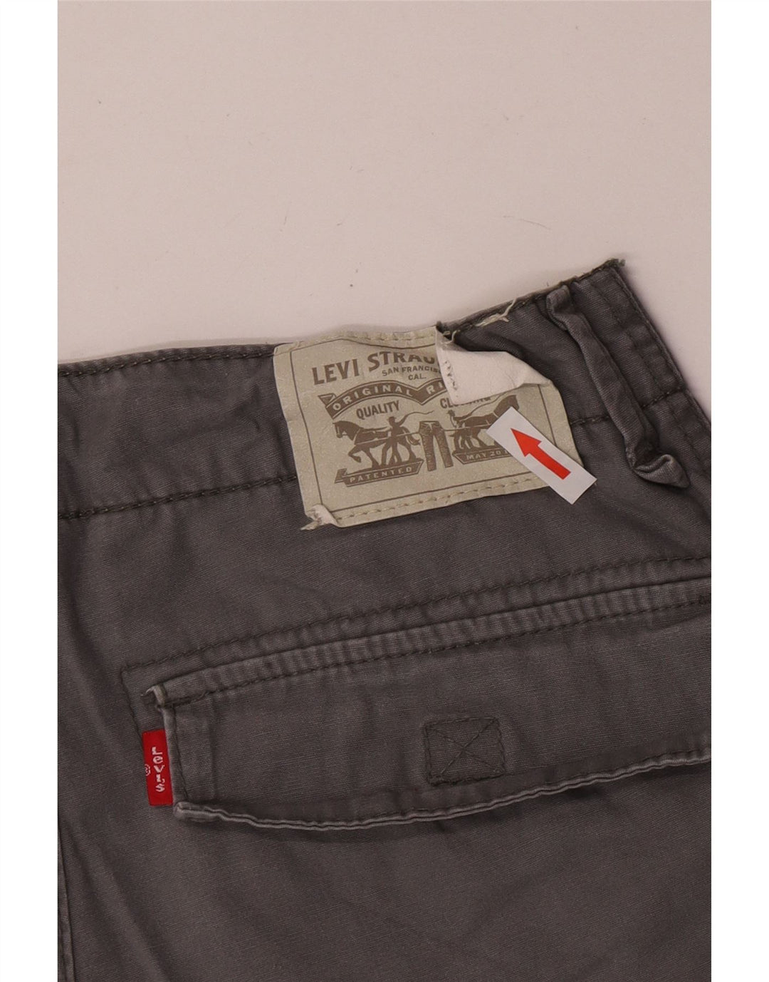 Shorts cargo masculinos Levi's 13-14 anos W27 algodão cinza