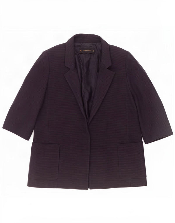 Jaqueta blazer feminina Zara manga 3/4 Reino Unido 16 grande algodão azul marinho