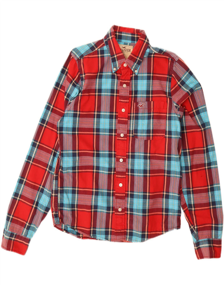 Camisa masculina HOLLISTER grande de algodão xadrez vermelho