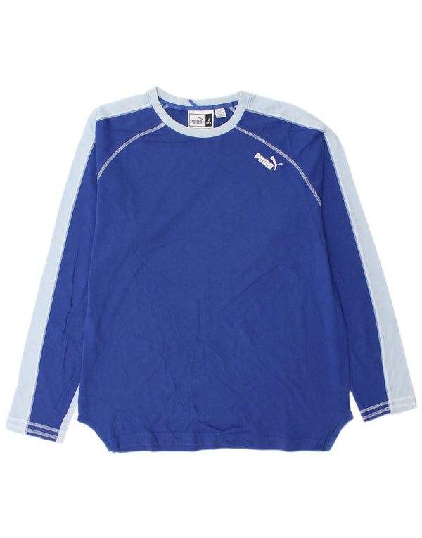 Puma Mens Top Manga Longa Grande Bloco Colorido Azul