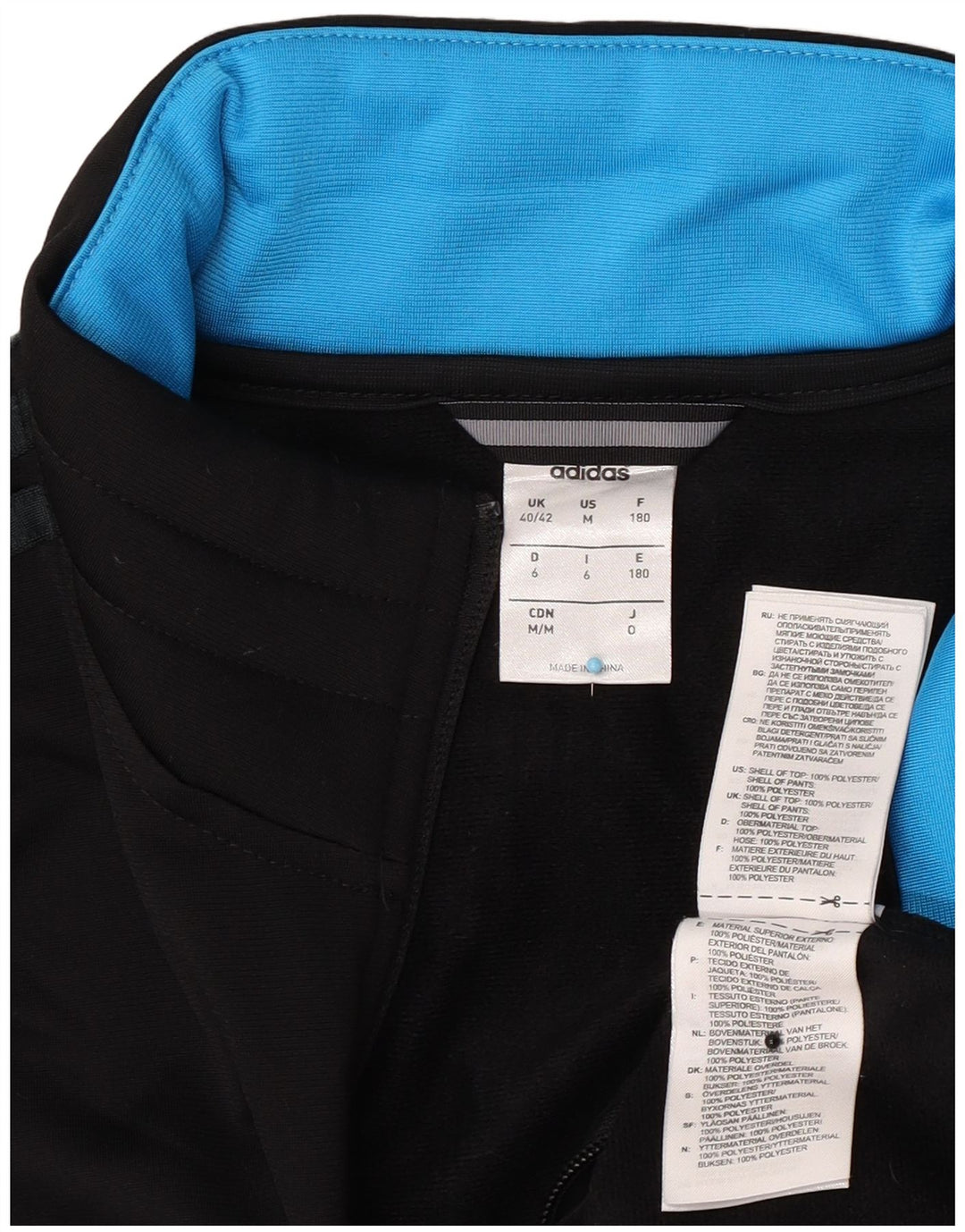 Adidas Mens Tracksuit Top Jacket UK 40/42 Médio Preto Poliéster