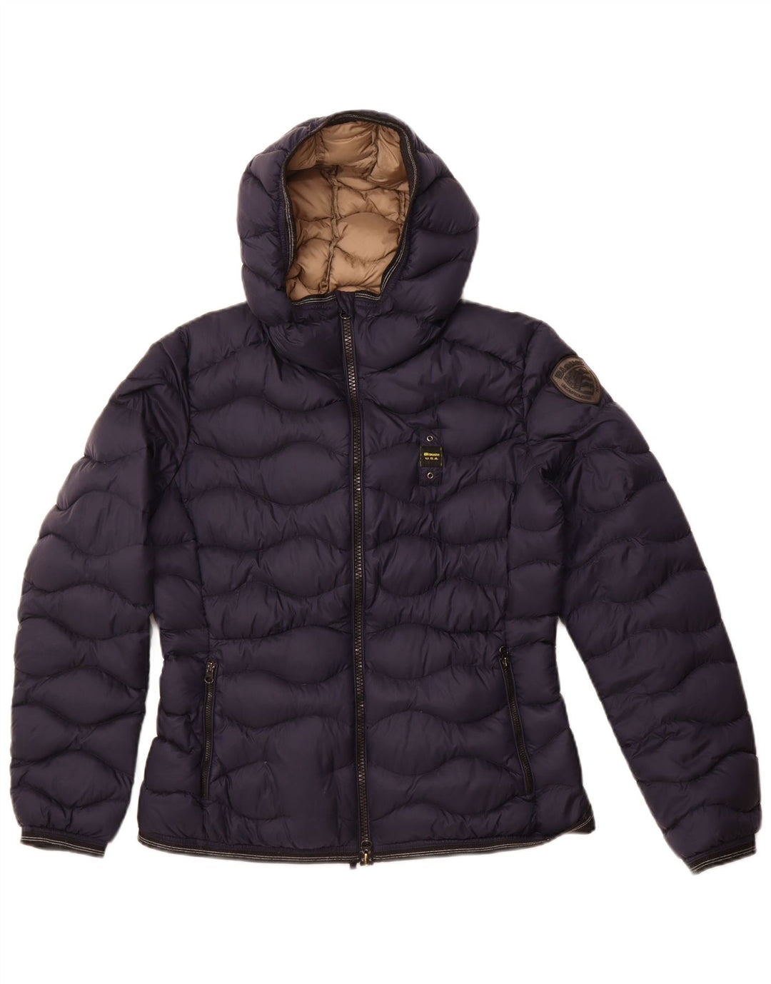 Jaqueta feminina acolchoada com capuz BLAUER UK 18 XL azul marinho nylon