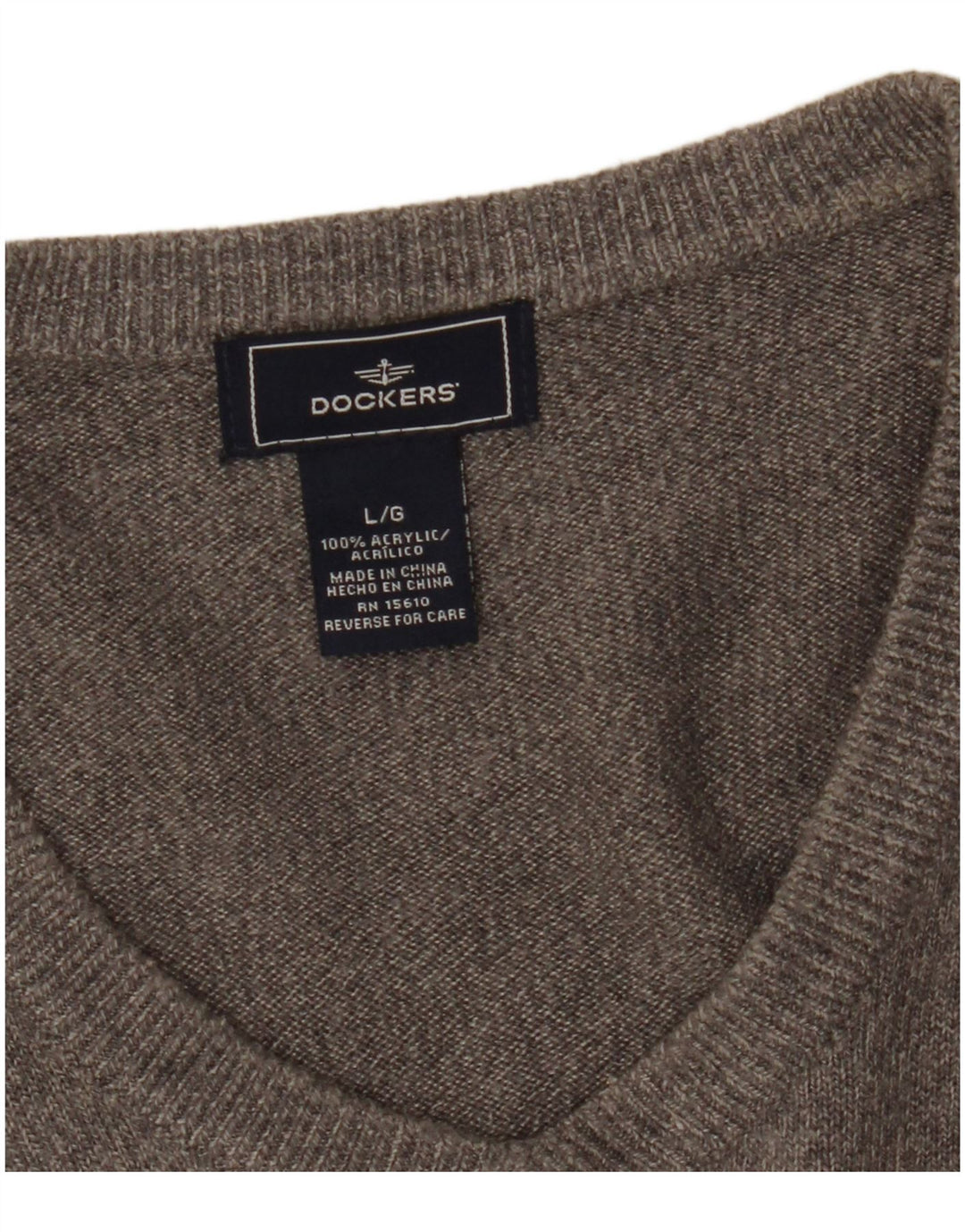 Suéter masculino Dockers com decote em V grande acrílico cinza