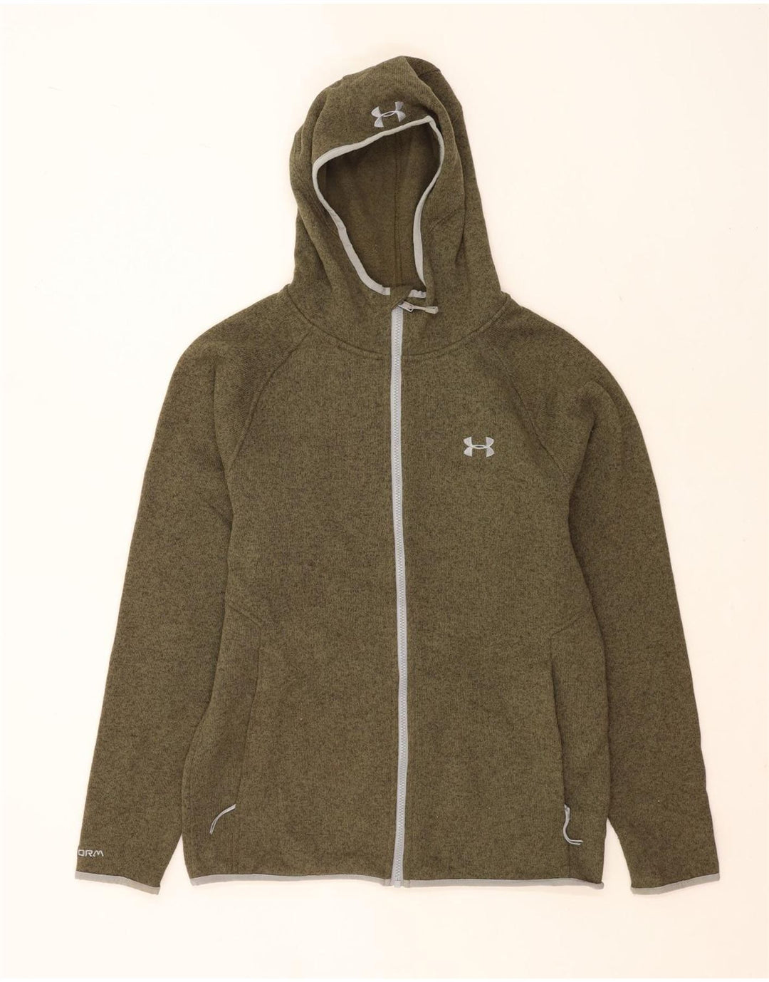Suéter masculino Under Armour com capuz e zíper grande verde salpicado