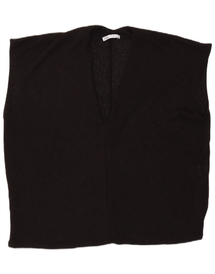 Zara Womens Oversized Vest Tank Top Reino Unido 10 Pequena Viscose Preta