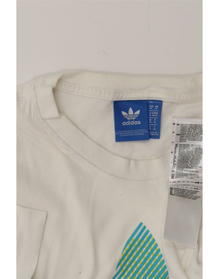 ADIDAS Mens Graphic T-Shirt Top Médio Algodão Branco