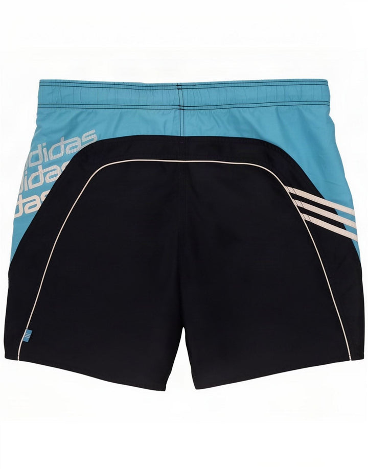 Shorts de natação masculinos gráficos Adidas médio azul marinho Colourblock poliéster